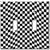 Art Plates - Double Gang Toggle OVERSIZE Switch Plate - OVER SIZE Decorative Metal Wall Plate - Checkered Flag - (Made in USA)