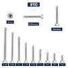#10 x 2" Sheet Metal Screws 100Pcs 410 Stainless Steel Flat Head Tek Screws Fast Self Tapping Screws by SG TZH