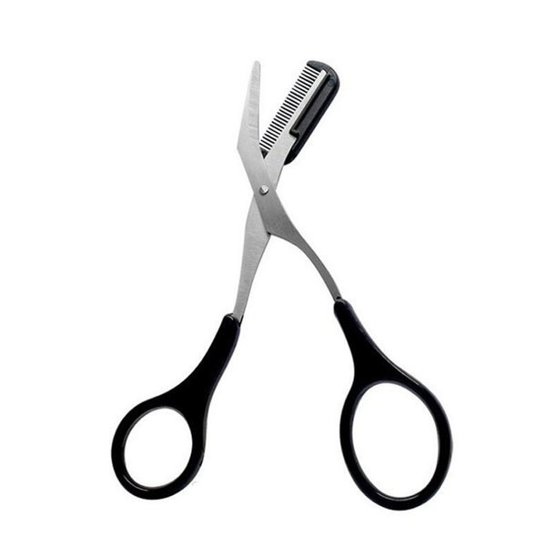 1PCS Black Professional Stainless Steel Eyebrow Grooming Shear Scissors with Plastic Comb(Detachable) Eyebrow Eyelash Hair Removal Shaper Shaping Tool Makeup Beauty Accessories for Men and Women