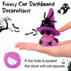 wonuu Car Dashboard Decorations Spiders Witch Rubber Ducks for Halloween, Duck for Office Desk Ornament Accessories with Hat, Glasses, Chain, Plush and Plastic Spider, Pink