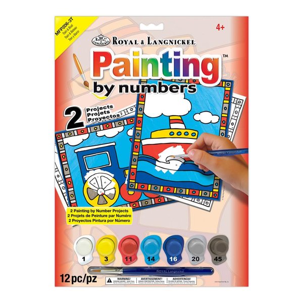Royal Brush My First Paint by Number Kit, 8.75 by 11.375-Inch, Train and Boat, 2/pkg