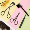 48 Pieces Eyelash Curler Makeup Tools Set, Include Mini Eyelash Curler Kit, Eyebrow and Eyelash Extension Tweezers, Eyelash Eyebrow Brush Comb and Eyelashes Scissors, Silicone Refill Pads (Black)