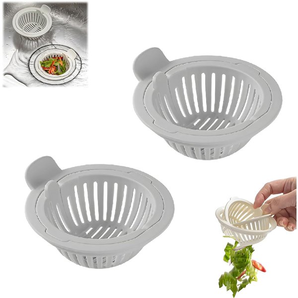 2 Pack Kitchen Sink Strainer,Anti-Clogging Drain Strainer Food Catcher,Reusable Fast Flow and Effective Full Mesh Basket Filters (Gray)