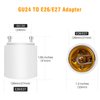 2 Pack JACKYLED GU24 to E26 Adapter, Up to 392℉ Heat Resistant Converts GU24 Bi-Pin Based Fixture to E26 E27 Standard Screw-in Socket Adapter
