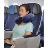 TravelMate Memory Foam Neck Pillow - Adjustable Thickness for Best Comfort, Dark Blue