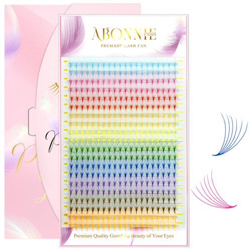 ABONNIE Colored Lash Extensions, 400 pcs Mix Color Premade Fans Eyelash Extension,6D 15mm Promade Eyelash Fans, C Curl Lash Extension, Premade Lash Fans Cashmere Colored Lash Extension(6D 0.07-C 15mm)