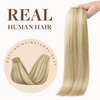 GOO GOO Clip in Hair Extensions Real Human Hair, 18inch 130g 7Pcs, 16/22 Light Blonde Highlighted Golden Blonde, Remy Human Hair Extensions Clip ins for Women, Natural Human Hair