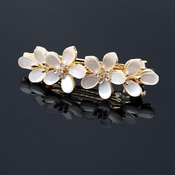 Opal Flower Rhinestone Hair Clip French Crystal Vintage Hair Barrettes Elegant Pearl Hair Accessories,by JINBUYAO (C)