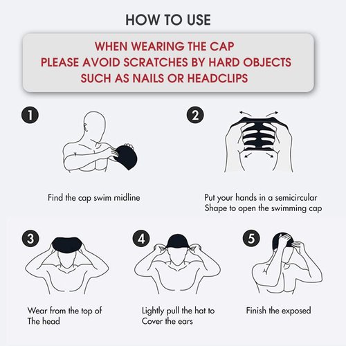 Marsolly Silicone Swim Cap for Women, Waterproof Long Hair Swimming Caps with Flower Printed