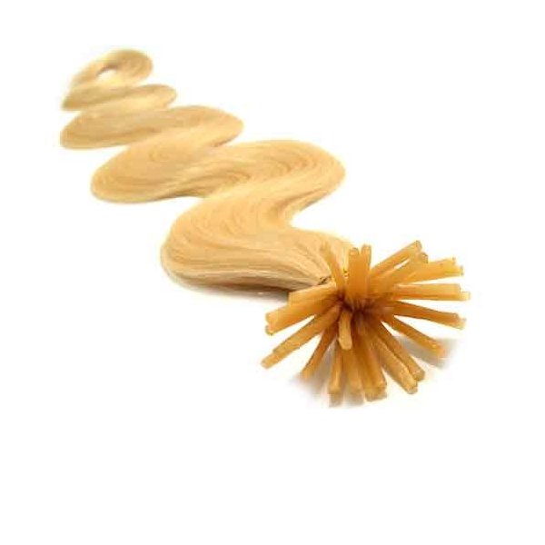 25 Strands Wavy Body Wave Micro Ring Links Locks Beads Keratin Stick I Tipped Pre Bonded Human Hair Extensions Color (#22 Light Blonde)