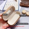Caruncoo CARUNCOO Wood Grain Contact Lens Case Compact Eye Contact Case for Travelling Portable Contact Box with Mirror Rectangle，Cute Colorful Especially Fresh Brown 4 Piece Set