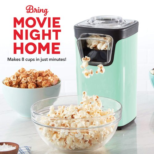 DASH Turbo POP Popcorn Maker with Measuring Cup to Portion Popping Corn Kernels + Melt Butter, 8 Cup Popcorn Machine - Aqua