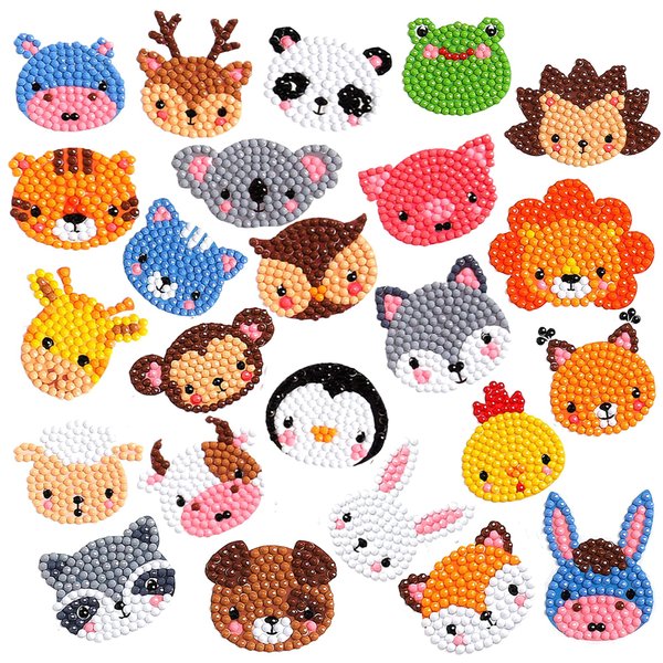 sinceroduct 5D DIY Kids Animal Diamond Stickers Beginner Diamond Kits, Digital Diamond Paint