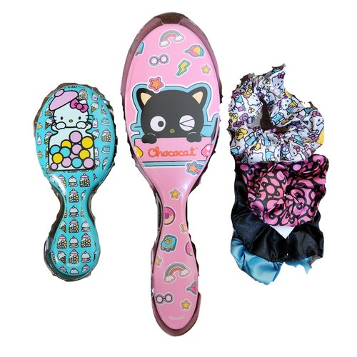 Wet Brush + Goody Detangling Accessory Bundle Hello Kitty Chococat And Friends Scrunchies Set Kit