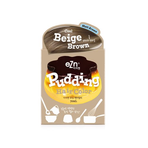 eZn Pudding Hair Dye Ammonia Free Semi-Permanent Self Hair Dye DIY Kit included contain Keratin Made in Korea Beauty (Cool Beige Brown)