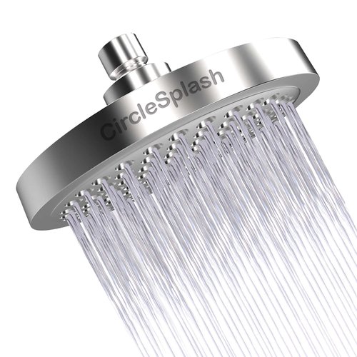 CIRCLESPLASH Shower Head - High Pressure Rain Booster - Anti Clog Self Cleaning Overhead Showerhead - Tool-less 1 min Install - Universal Replacement Chrome Finish - Rainfall 6 inch