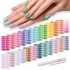 DANNEASY 24 Sheets Light Color Nail Polish Stickers Full Nail Wraps for Women Young Girl Self Adhesive Nail Polish Strips Gel Fingernail Sticker Nails with Nail File, Cuticle Stick