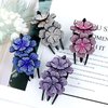 Dizila 4 Pieces Fancy Sparkly Rhinestone Double Flower Hair Clips Barrettes with Three Prongs Prom Party Wedding Hair Accessories for Women Girls Thick Hair