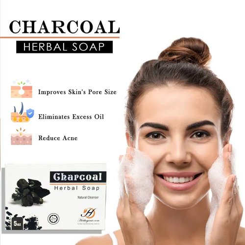 HERBOGANIC Charcoal Herbal Soap | Natural Bar Soap for Face and Body | Detoxifying and Cleansing | Infused with Charcoal | Gentle for Men and Women | 5 Oz (Pack of 3)…