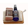 BOGUE Luxury Goat Milk Soap & Pure Essential Oil Hydrolyzer Giftset -N°6 'Walk in Ojai' Lavender, Sage Ylang Ylang on Beech Wood Soap Dish with Sisal Cloth