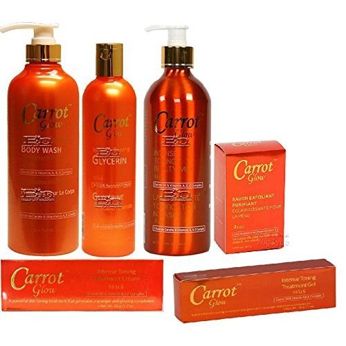Carrot Glow Set-1 (Body Wash 27oz + Glycerin 16.8oz + Lotion 16.8oz + Soap 7oz + Cream 1.7oz + Gel 1oz)
