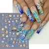 Summer Ocean Shell Nail Art Stickers Decals 5D Embossed Seashell Starfish Nail Decals Summer Nail Art Decorations Supplies Ocean Theme Summer Nails Adhesive Sliders for Women Girls DIY Nail Salons