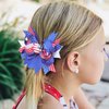 Koolgil 4Th of July Independence Day Amercian Flag Element Hair Clip Double Layer Swallowtail Bowknot Hair Clip and Stripe Stars Hair Clip for Children and Young Women (A-White)