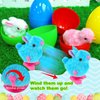 Govetom 8 PCS Jumbo Easter Eggs Filled with Wind Up Chicks & Plush Bunny Easter Basket Stuffers for Toddler Teens Boys Girls Easter Egg Hunt Filling Treats Easter Basket Stuffers Easter Party Favor