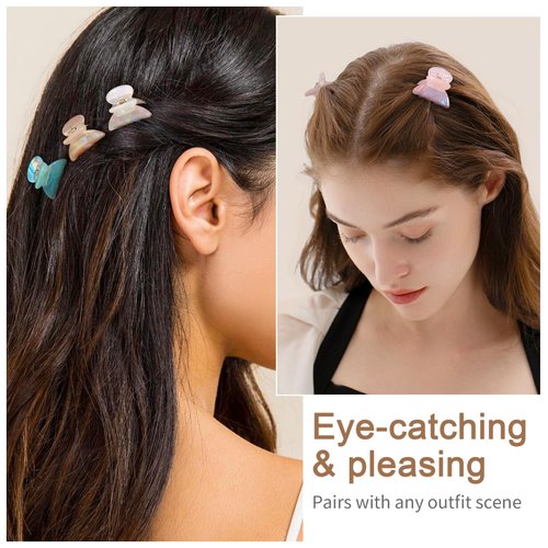 Mistofu 12Pcs Small Hair Claw Clips - Mini Hair Claw Clips for Girls and Women-Stylish Thin Hair Accessories Classic Hair Clips for Easy Styling-small butterfly (small hair clips1)