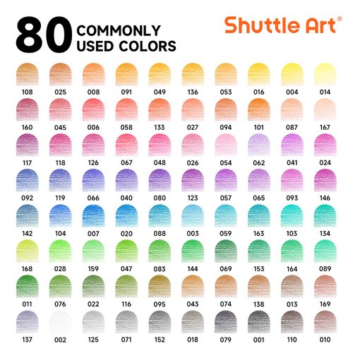 Shuttle Art 80 Regular Colored Pencils, Colored Pencils for Adult Coloring, Soft Core Color Pencils, Coloring Pencils for Adults Kids Artists Beginners Drawing Coloring Sketching