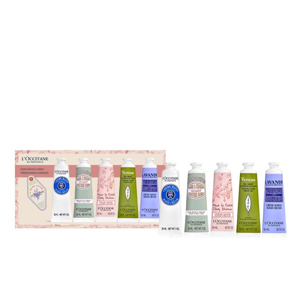 L'OCCITANE 5-Piece Nourishing & Protective Classic Hand Cream Holiday Set: Gift the Best Moisturizing Hand Creams Including Almond, Shea Butter, Lavender, Verbena and Cherry Blossom