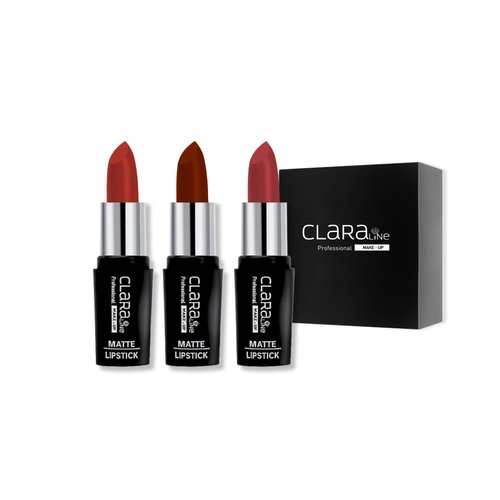 Claraline Matte Lipstick Makeup Set for Women, 3 Pcs, Marilyn, Fashionable Colors, Paraben Free, Non-Sticky, Long Lasting Wear, Gift Set