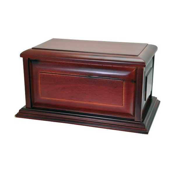 Classic Cherry Finish Raised Panel Wood Cremation Urn (Plain)