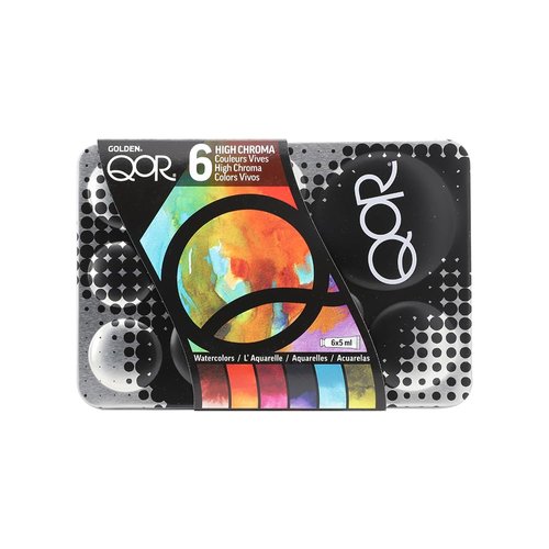 QoR High Chroma 6 Set by GOLDEN, 6 x 5 ml tubes, Professional Watercolor Paint Set