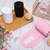 Whaline 3Pcs Spa Facial Headband White Black Pink Head Wrap Terry Cloth Waffle Adjustable Makeup Headband for Bath Sports Washing Face Shower