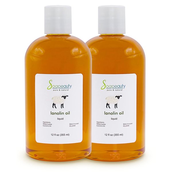 LANOLIN OIL Cold Pressed Unrefined | 100% Natural Available in Bulk | Carrier for Essential Oils, Face, Skin, Hair Moisturizer, Soap Making | (24 OZ)