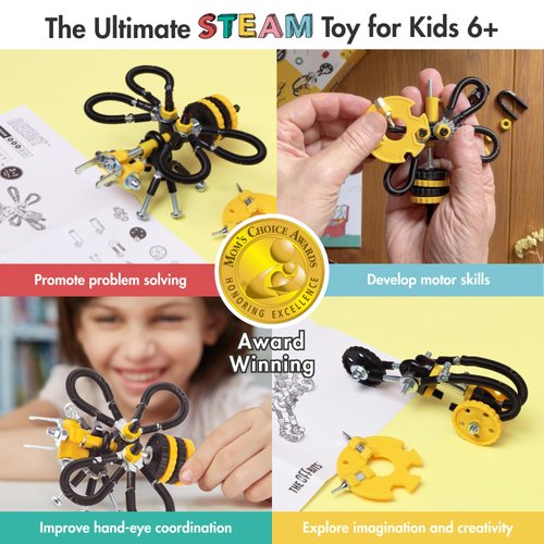 The Off Bits Stem Building Toys, Educational Build Your Own Robot Toy for Kids Age 6 7 8 9+ Year Old Boys and Girls, Animal Stem Toys Engineering Kit, Construction Toys Steam Gift - Bee