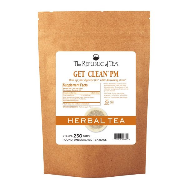 The Republic of Tea Be Well Teas, Get Clean PM Herbal Tea, Refill Pack of 250 Tea Bags