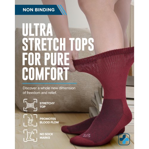 Doctor's Select Diabetic Socks for Women and Men - 4 Pairs Non Binding Socks | Diabetic Socks Women | Womens Diabetic Socks