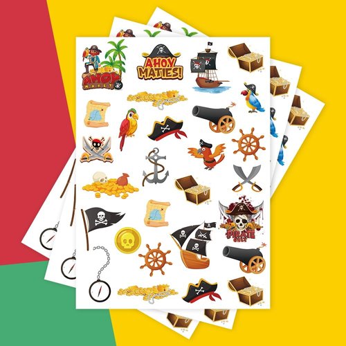 Crazy Night Pirate Party Temporary Tattoos - 84 Styles, Pirate Party Decorations, Pirate Accessories for Kids,Nautical Birthday Party Favors Supplies
