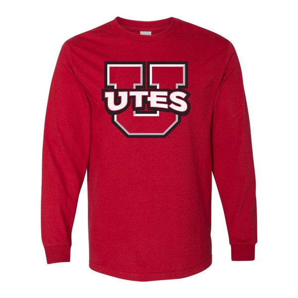 CornBorn Utah Utes Mens Shirt - Long Sleeve Block U Utes Logo - Red - 2X