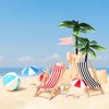 Mini Umbrella Palm Chair Beach Miniature Accessories Mini Umbrella Palm Chair Miniature Toys Dollhouse Outdoor Accessories Micro Landscape Beach Cake Decorations