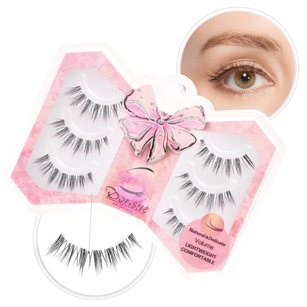 Dorisue Short eyelashes natural look Small eyelashes Korean style false eyelashes 3p Set Reusable 15+ Q9