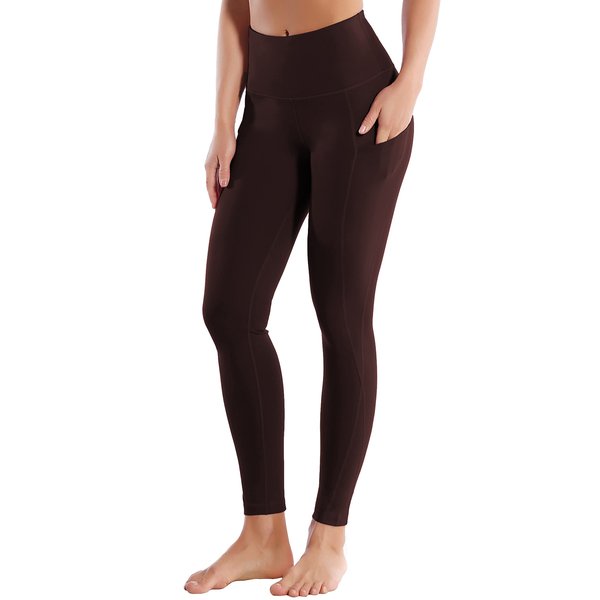 BUBBLELIME 25"/26"/27"/28" Out Pockets High Waist Yoga Pants Women Leggings Cross Pockets Pants_MAHOGANYMAROON M_26" Inseam