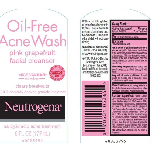 Neutrogena Oil-Free Acne Wash Face Cleanser, Pink Grapefruit 6 oz (Pack of 12)