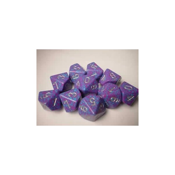 Chessex Dice Sets: Silver Tetra Speckled - Ten Sided Die d10 Set (10)