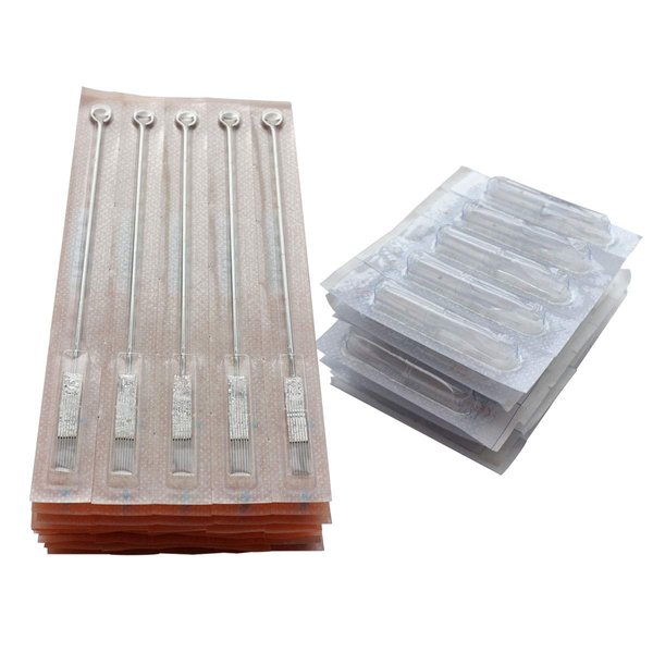 Needlehouse 50pcs Disposable & Sterilized Tattoo Needles 15 Curved Magnum (15RM) and 50pcs Professional Sterile Plastic Disposable Clear Tattoo magnum Tips15F (1215RM)