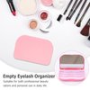 AREMOD Lash Mirror, Eyelash Case 3 Layer False Eyelash Holder Case Lash Organizers and Storage Empty Travel Cosmetic Eyelash Container with Mirror for Makeup(Pink)