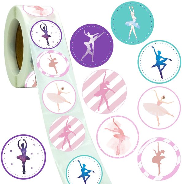 500 PCS Ballet Dance Themed Stickers,Dacing/Dance Movements Ballerina Baby Shower First 21st Birthday Party Decorations Supplies Favors