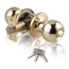 Ivoku Polished Brass Spherical Door Lock with Key, Adjustable Latch Length, Rustproof, Suitable for Doors 1.18" to 1.97" Thick, Fits Both Right and Left Handed Doors